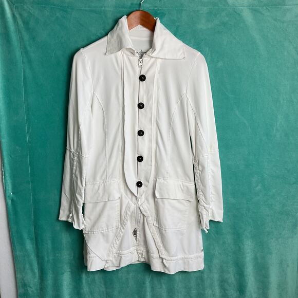 Neon Buddha Womens Ivory Shacket Full Zip Button Down with Pockets Size Small - Picture 2 of 13